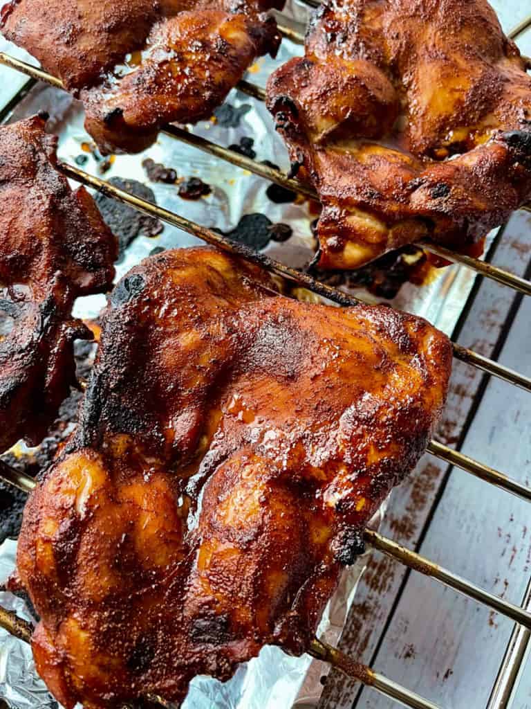 Char siu chicken finished roasting and resting.