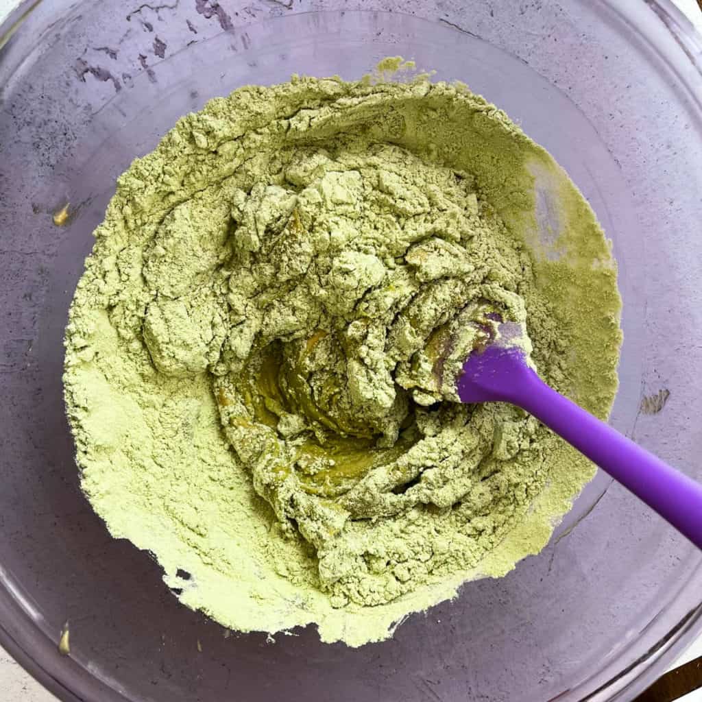 Mixing cookie batter.