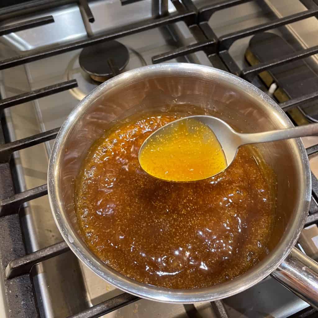 Chinese brown sauce is semi thick and should coat a spoon.