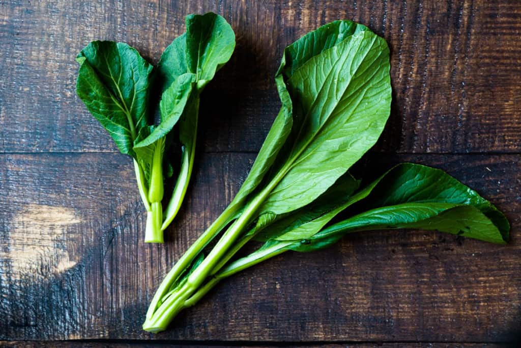 Regular yu choy and yu choy sprout comparison.