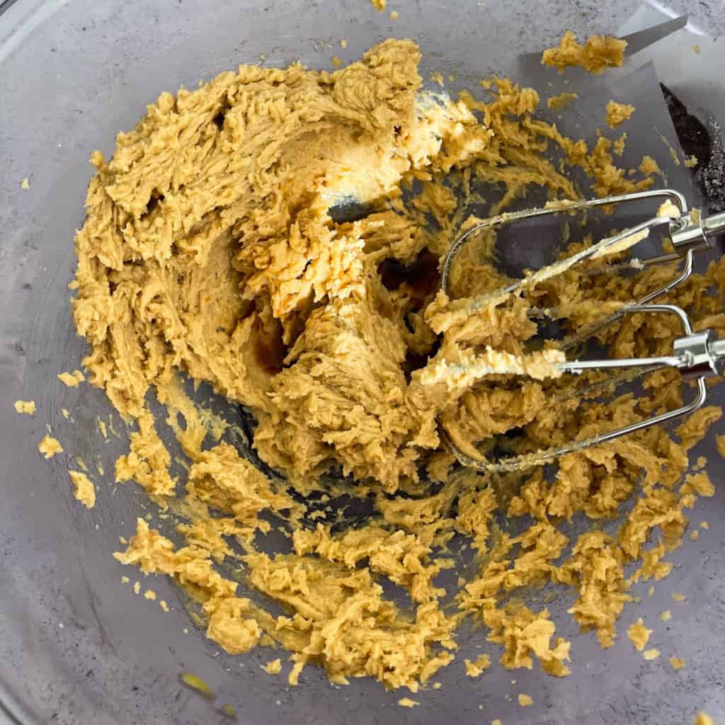 Creamed butter, sugar and egg.