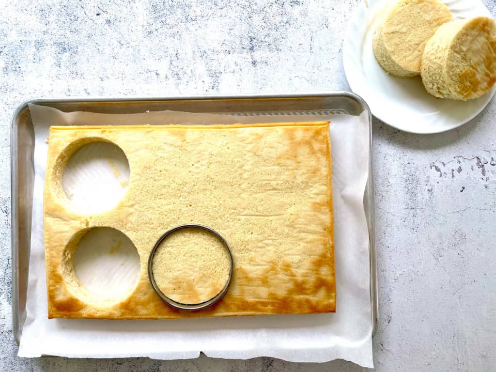 Cake with 3.5 inch cutouts.