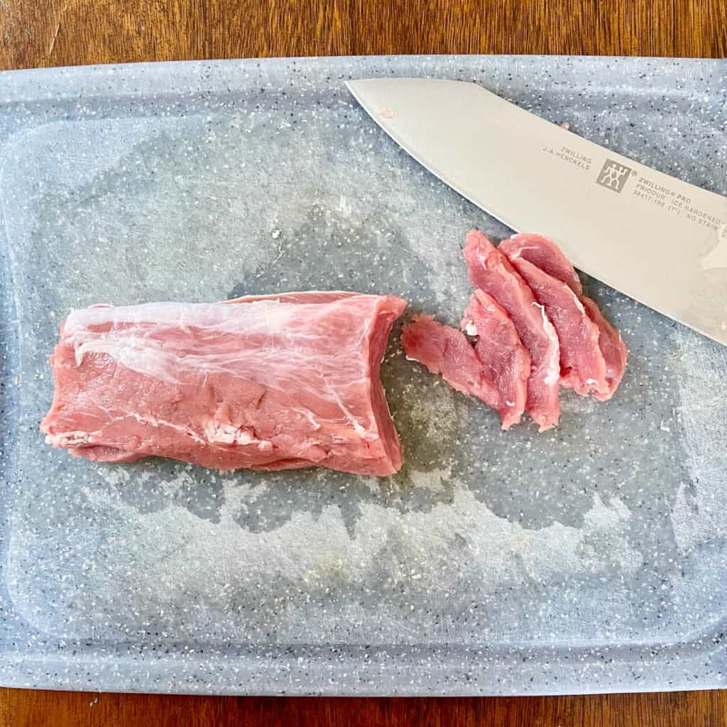 Thin slices of pork.