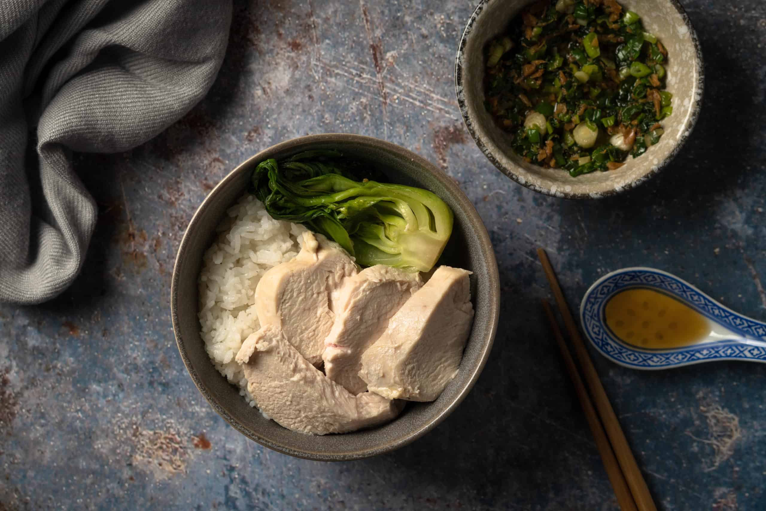 Easy White Cut Chicken Breast with Ginger Scallion Sauce (no poaching)