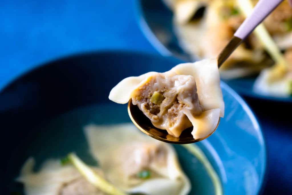 Wonton cross section with filling.