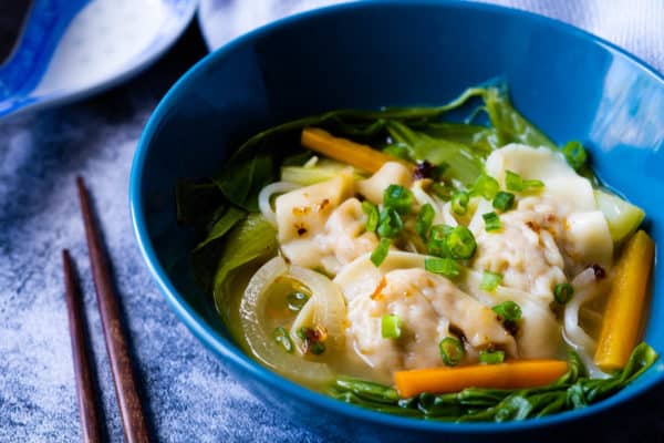 Quick and Easy Wonton Soup with Vegetables - Busy But Cooking