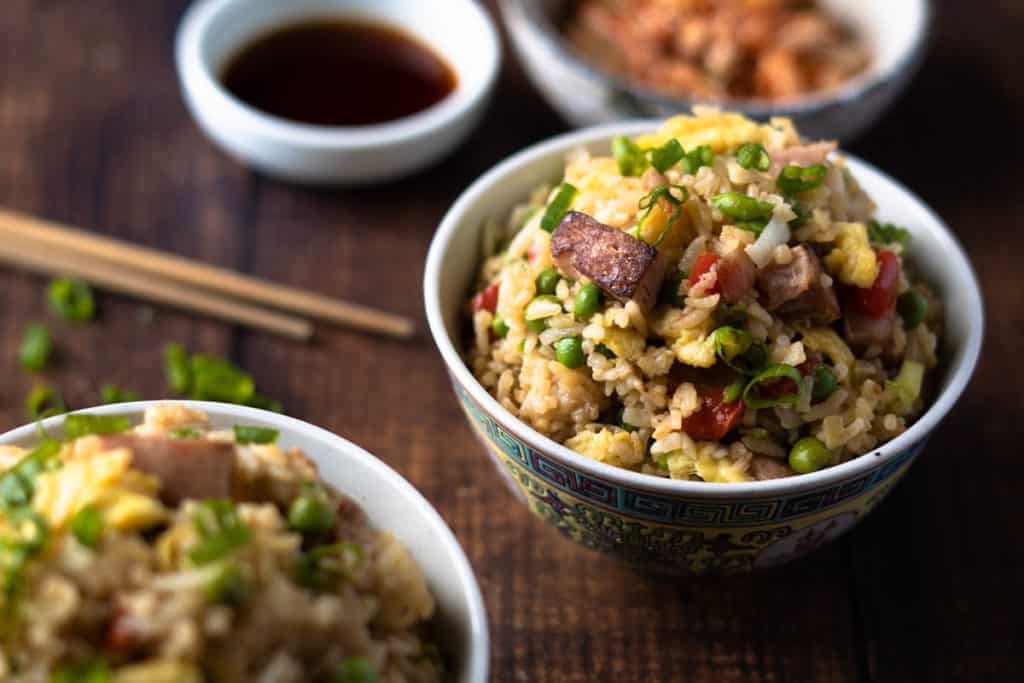 Bowl of spam fried rice.