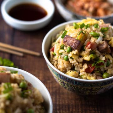Bowl of spam fried rice.